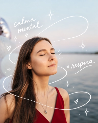 Mujer respirando con calma